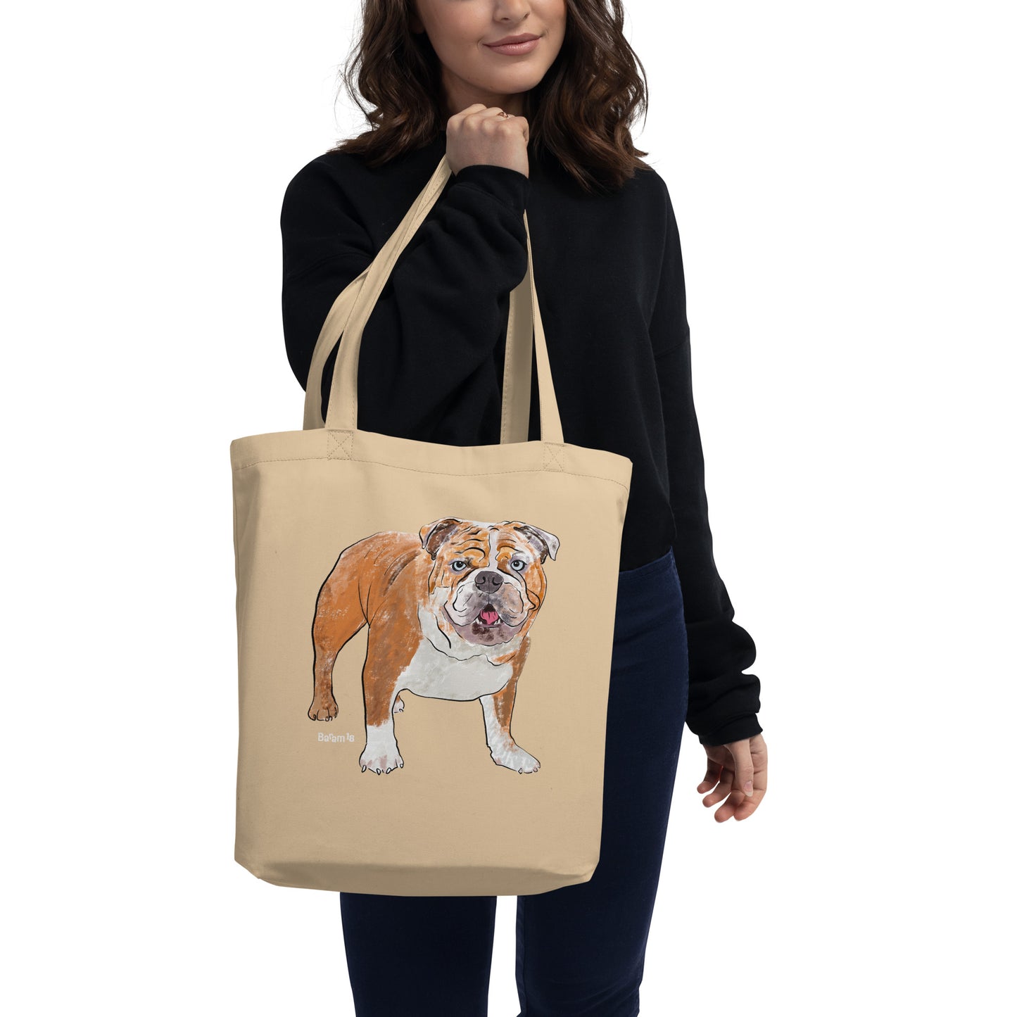 "Bulldog Tote Bag | Hand Drawn Art by Tanny’s Pawtique | Stylish Dog Lover Accessory"