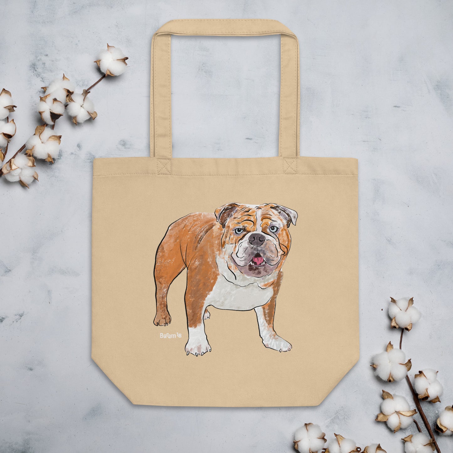 "Bulldog Tote Bag | Hand Drawn Art by Tanny’s Pawtique | Stylish Dog Lover Accessory"