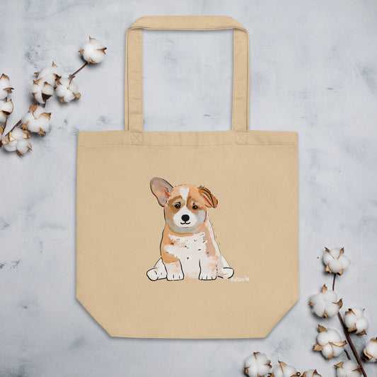 "Corgi Puppy Tote Bag | Hand Drawn Art by Tanny’s Pawtique | Cute Dog Lover Accessory"