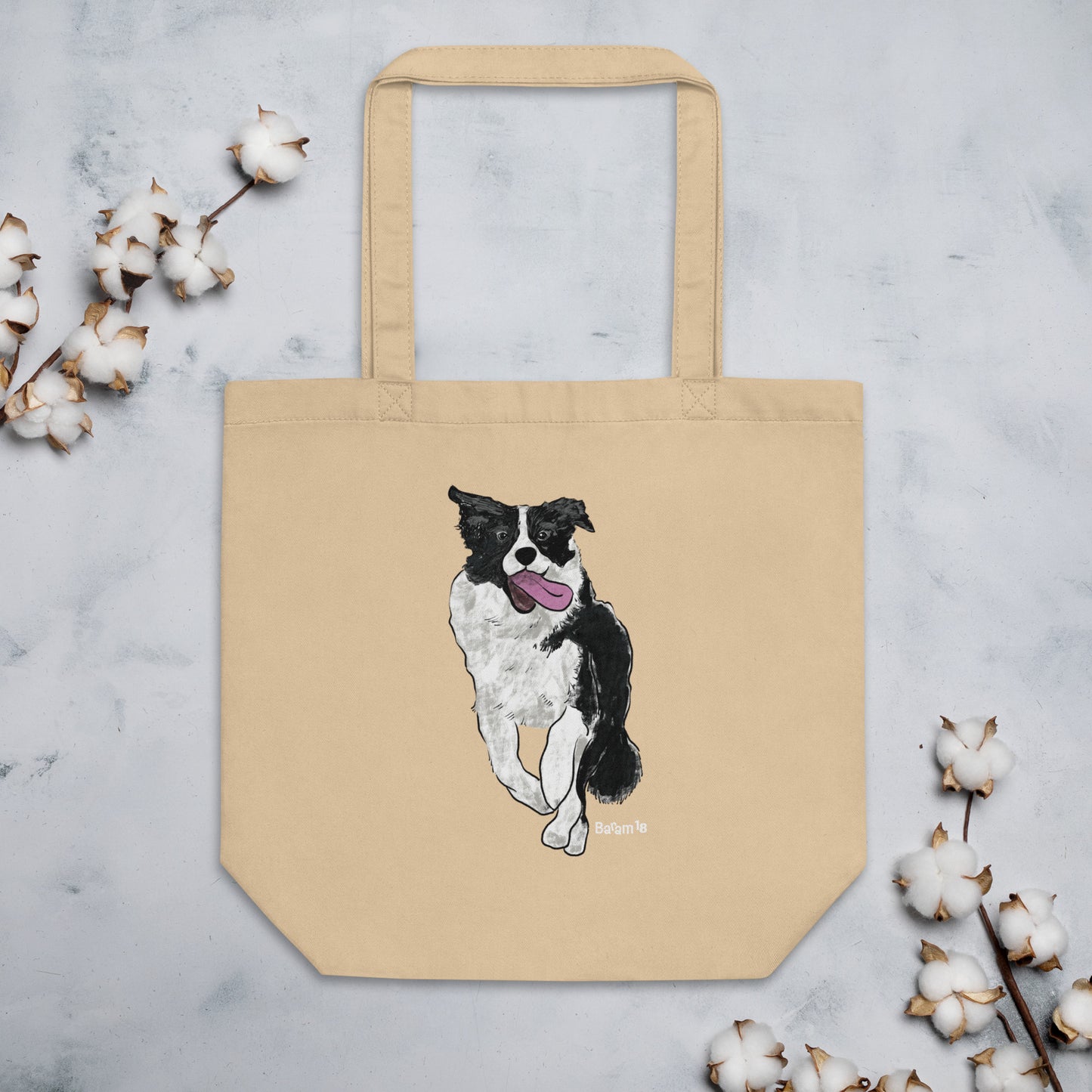 "Border Collie Tote Bag | Hand Drawn Art by Tanny’s Pawtique | Stylish Dog Lover Accessory"