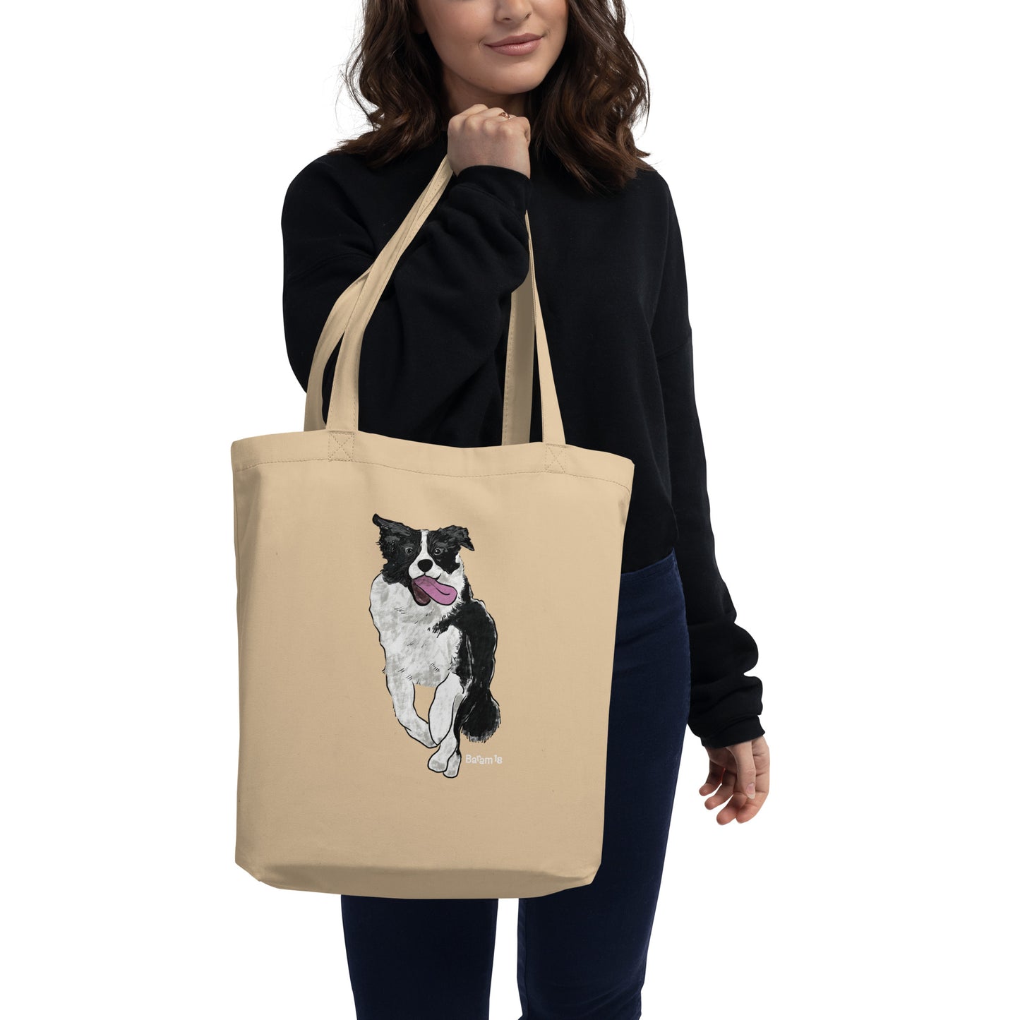 "Border Collie Tote Bag | Hand Drawn Art by Tanny’s Pawtique | Stylish Dog Lover Accessory"