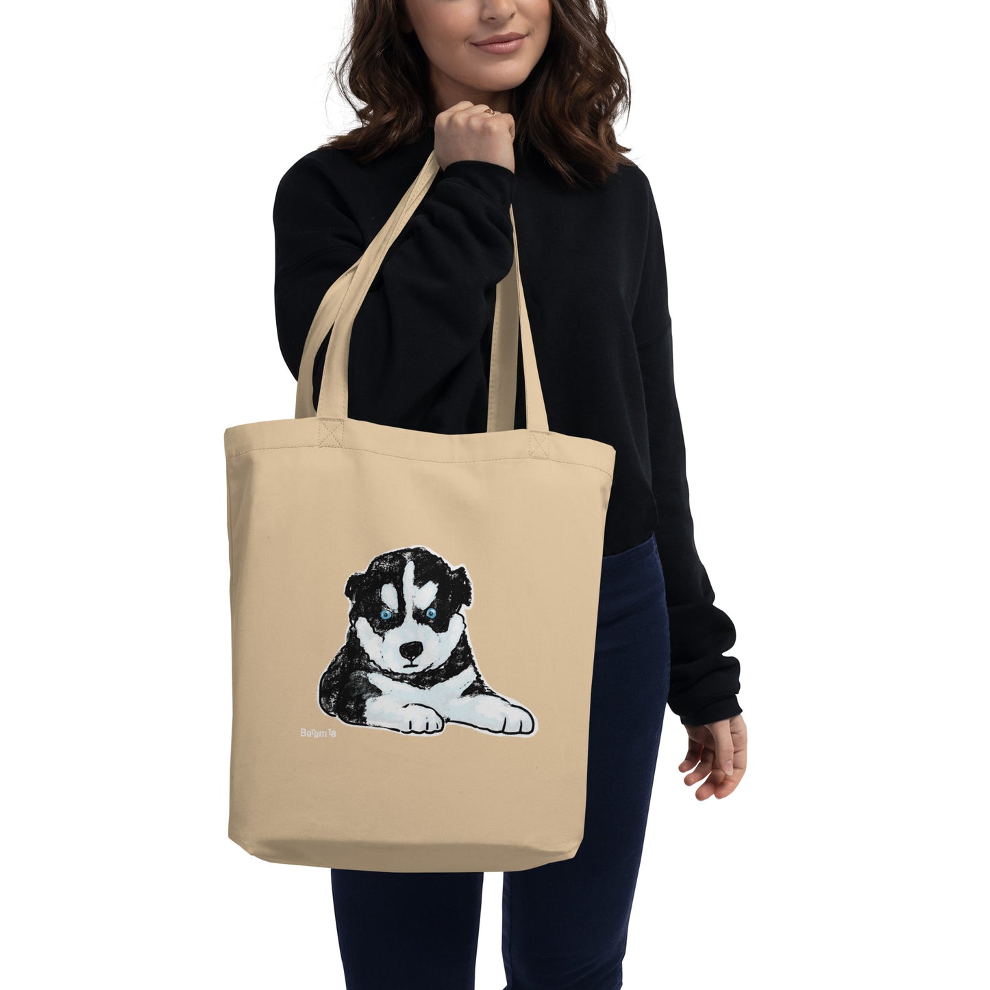 "Husky Puppy Tote Bag | Hand Drawn Art by Tanny’s Pawtique | Cute Dog Lover Accessory"