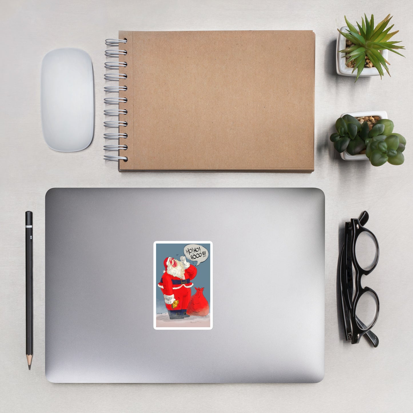 "Santa Christmas Bubble-Free Stickers - Hand-Drawn by Leo Matsuda | Festive Holiday Stickers"