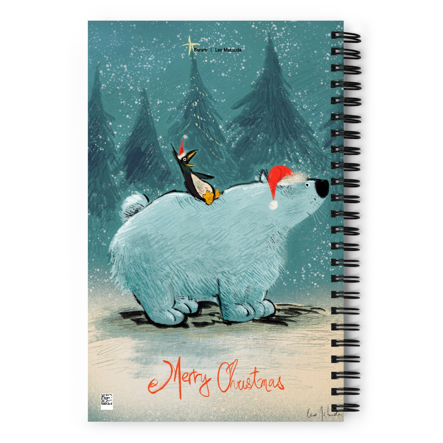 "Santa and Elves Spiral Notebook - Hand-Drawn by Leo Matsuda | Festive Christmas Journal"