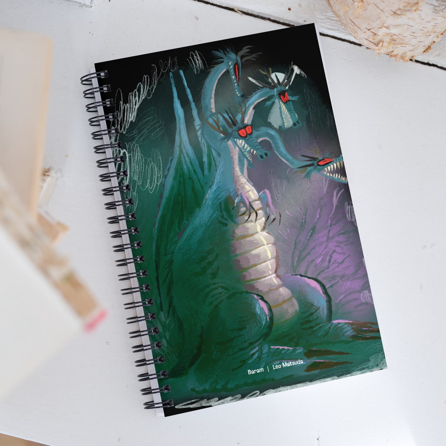 "Dragon Spiral Notebook - Hand-Drawn Illustration by Leo Matsuda | Unique Fantasy Journal"