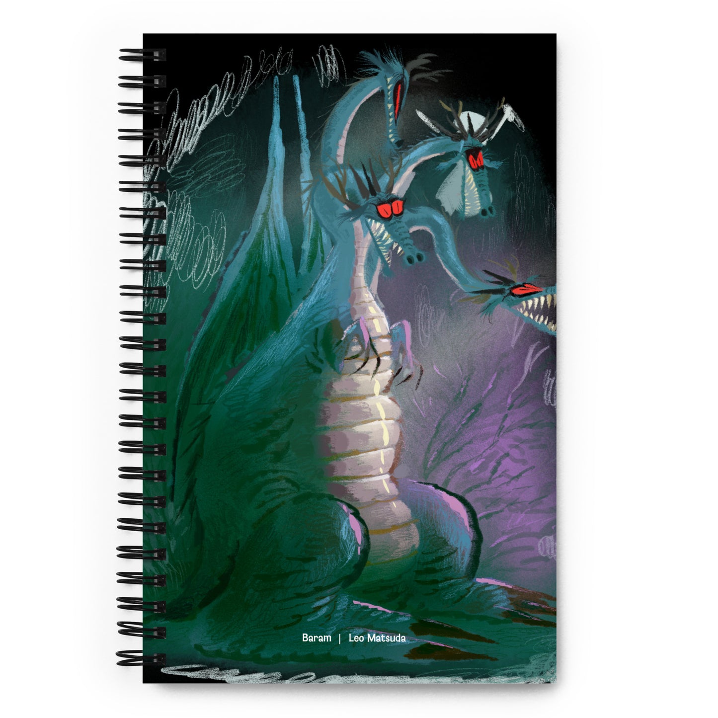 "Dragon Spiral Notebook - Hand-Drawn Illustration by Leo Matsuda | Unique Fantasy Journal"