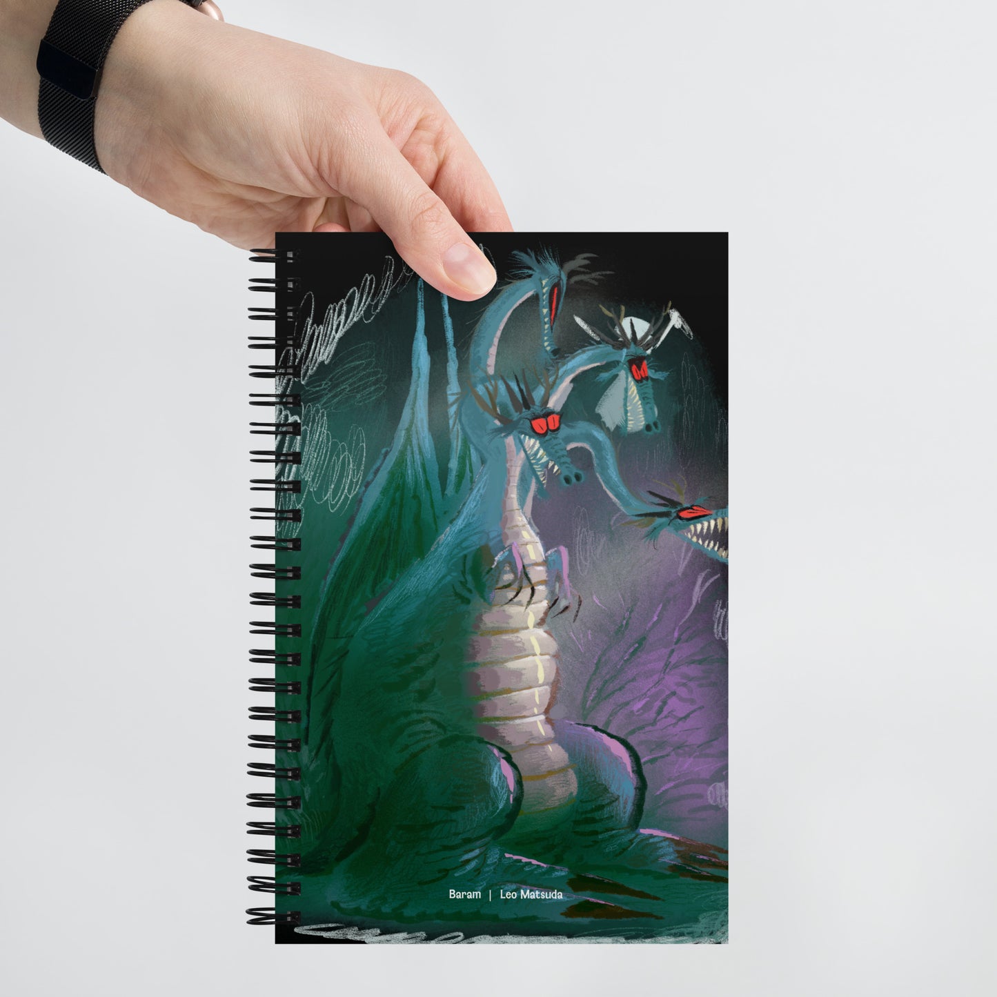 "Dragon Spiral Notebook - Hand-Drawn Illustration by Leo Matsuda | Unique Fantasy Journal"