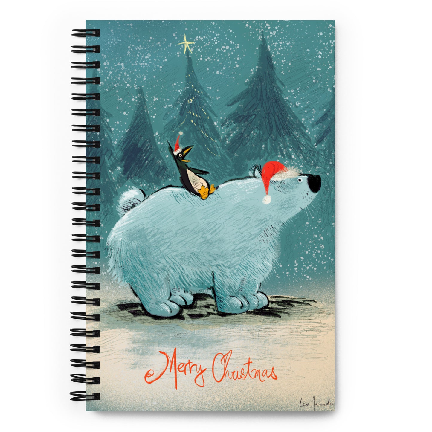 "Santa and Elves Spiral Notebook - Hand-Drawn by Leo Matsuda | Festive Christmas Journal"