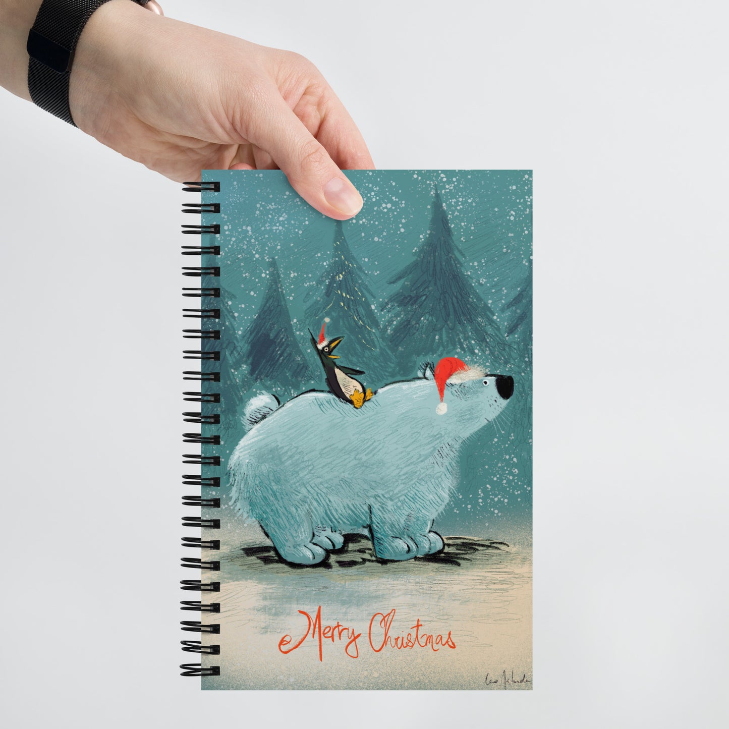 "Santa and Elves Spiral Notebook - Hand-Drawn by Leo Matsuda | Festive Christmas Journal"