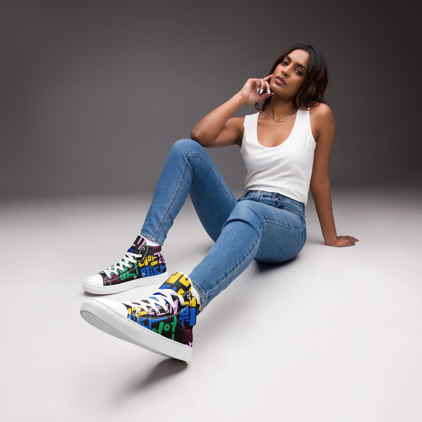 Handwritten Zero O'Clock Lyric Women’s High Top Canvas Shoes by Hobi Nabi | BTS-Inspired Korean Lettering 내 맘 같은게 뭐 하나 없어