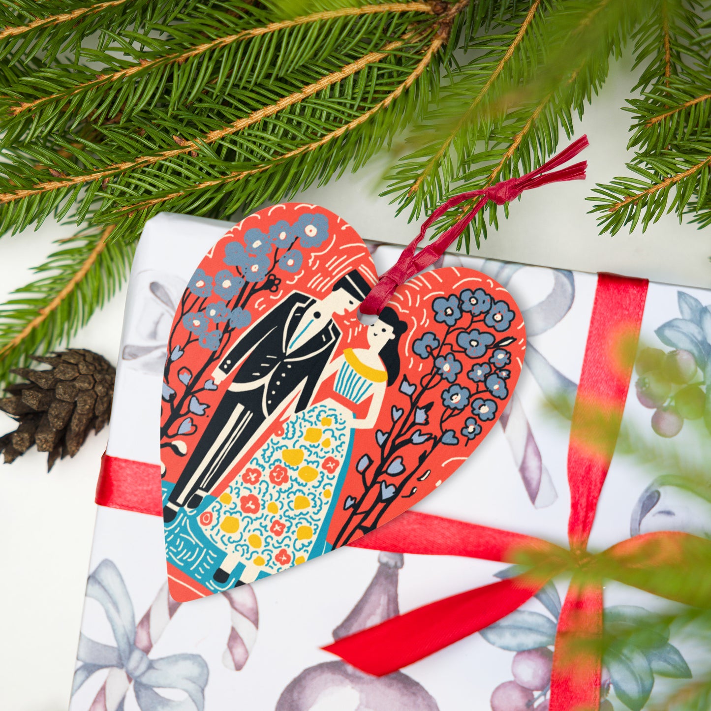 "Lover's Card Wooden Ornament | Tarot-Inspired Wooden Decoration | Mystical Lover’s Tarot Ornament"