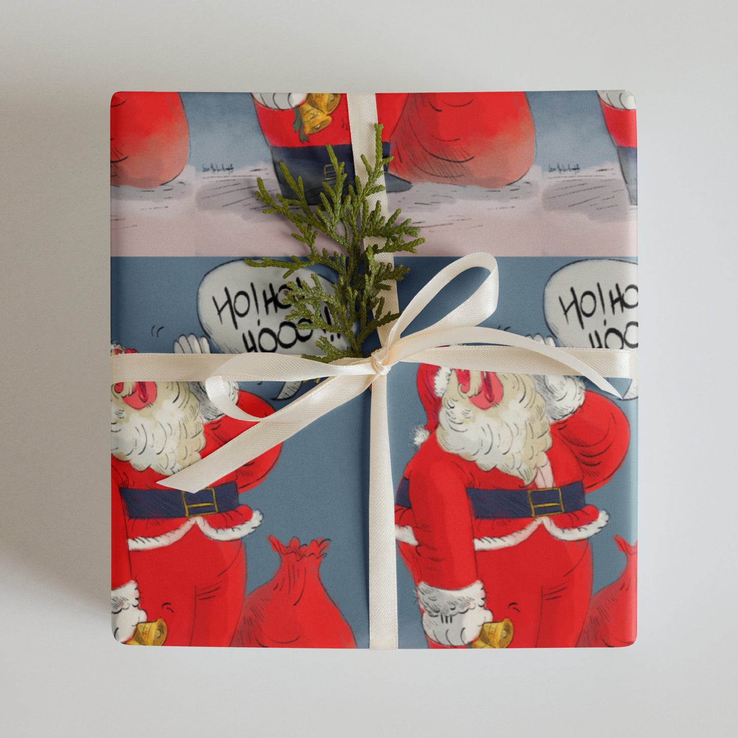 "Santa Wrapping Paper Sheets - Hand-Drawn by Leo Matsuda | Festive Christmas Gift Wrap"