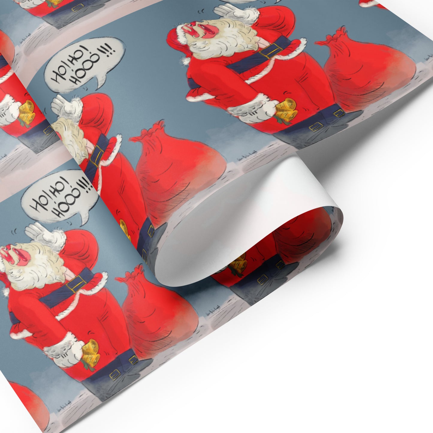 "Santa Wrapping Paper Sheets - Hand-Drawn by Leo Matsuda | Festive Christmas Gift Wrap"