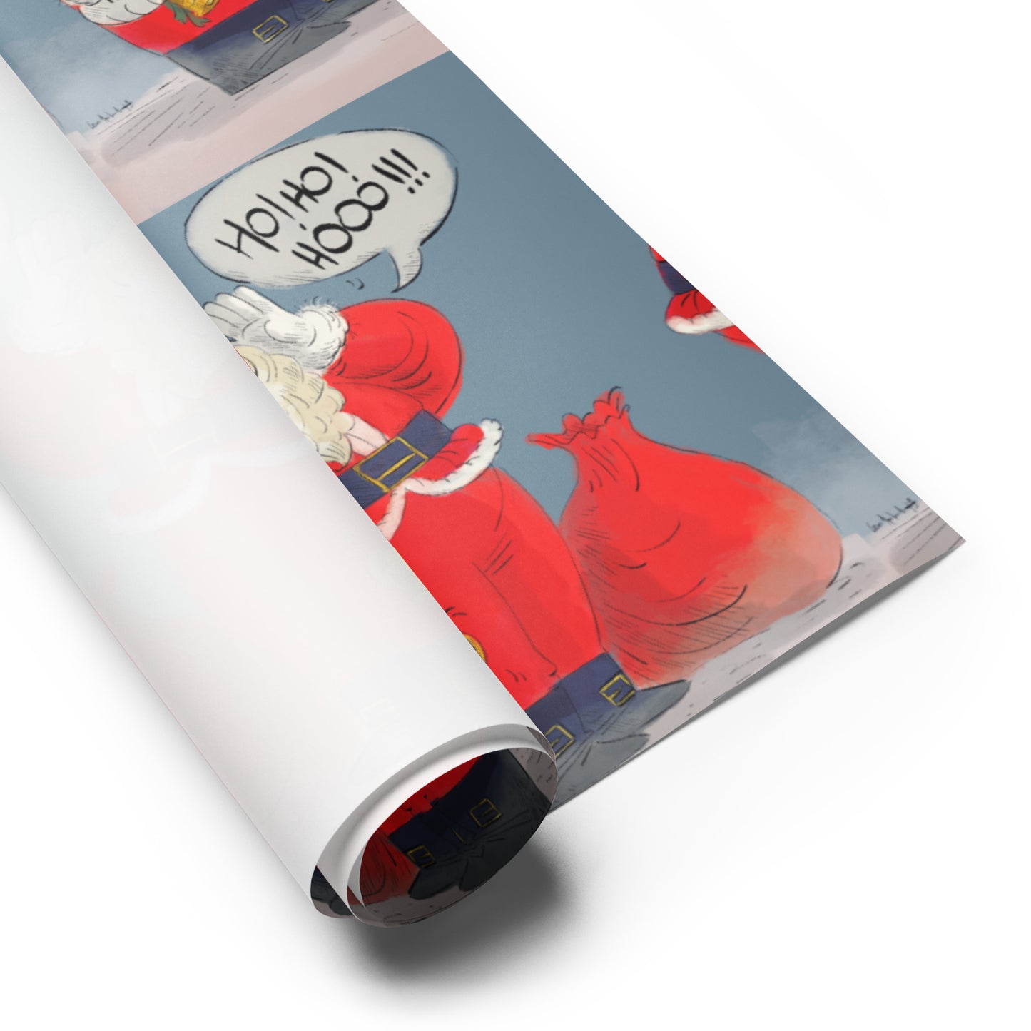 "Santa Wrapping Paper Sheets - Hand-Drawn by Leo Matsuda | Festive Christmas Gift Wrap"