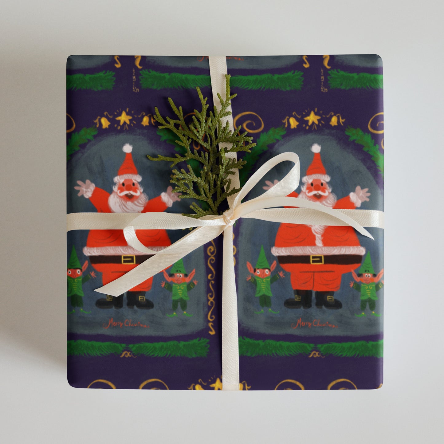 "Santa Wrapping Paper Sheets - Hand-Drawn by Leo Matsuda | Festive Christmas Gift Wrap"